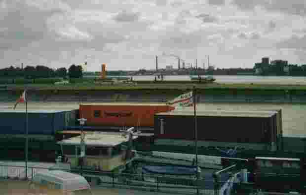 The Ruhr Orange, visible from the bank of Inner Harbor, Duisburg