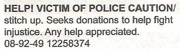 send me money - victim of police caution